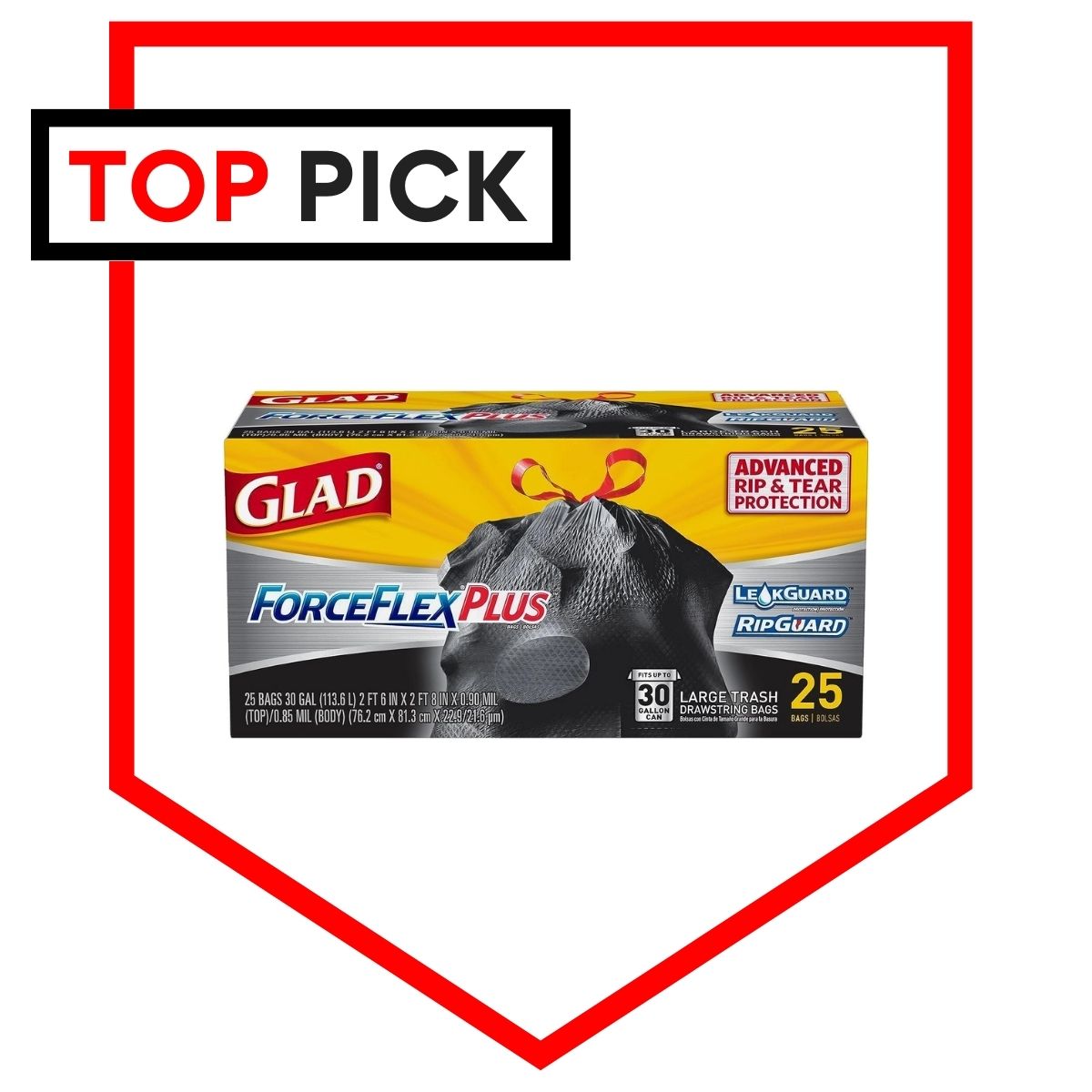 Glad ForceFlexPlus Black Large Trash Bags