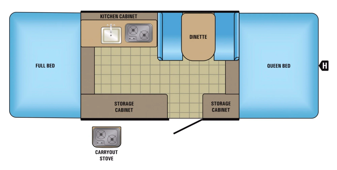 Floor plan for the 2016 Jayco Jay Series Sport 10SD pop-up camper