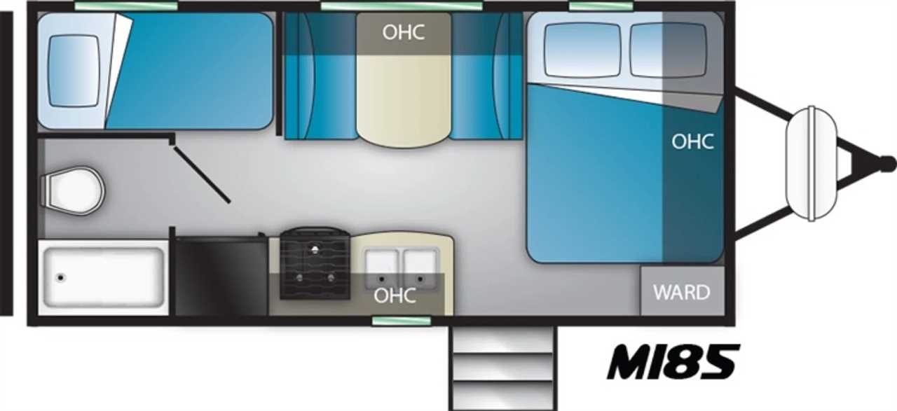 Floor plan for the Heartland Mallard IDM185 travel trailer