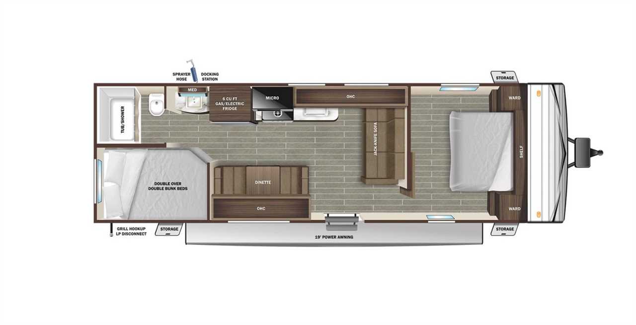 Floor plan for the Starcraft Autumn Ridge 26BH travel trailer