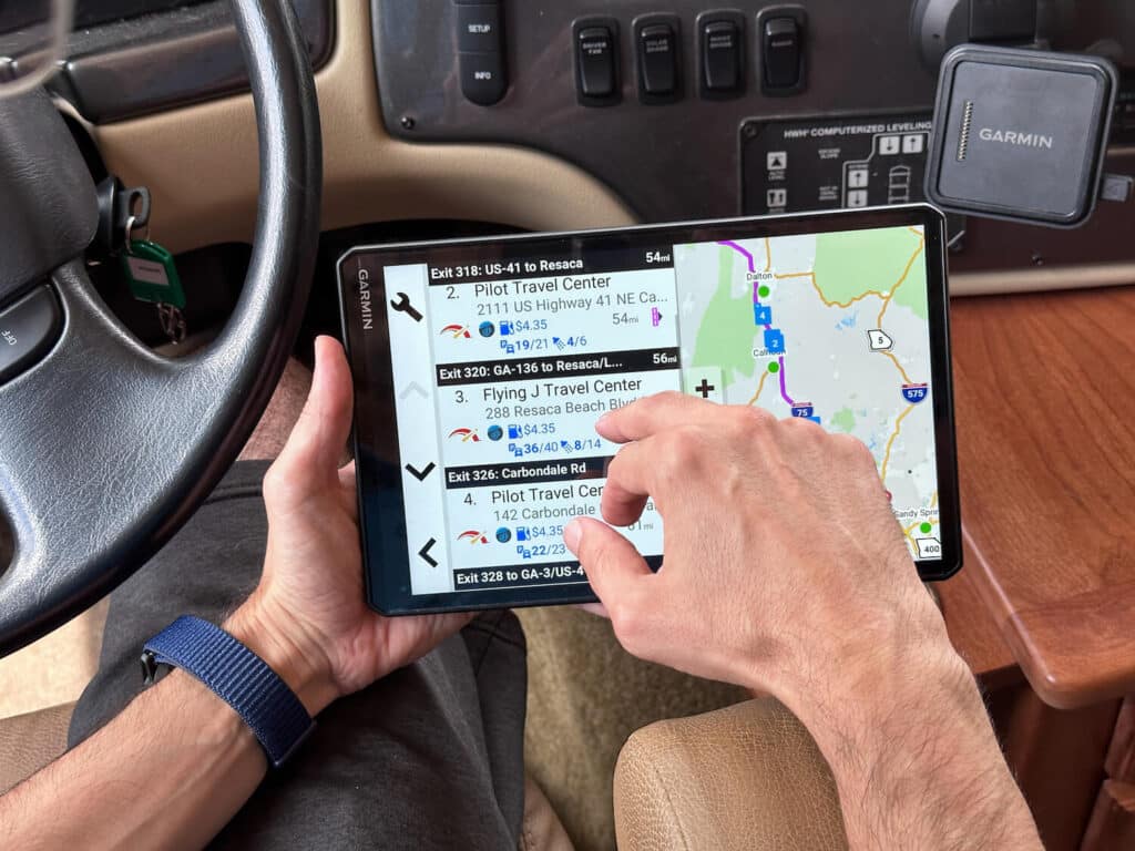 Reading driving directions on Garmin RV GPS 1095