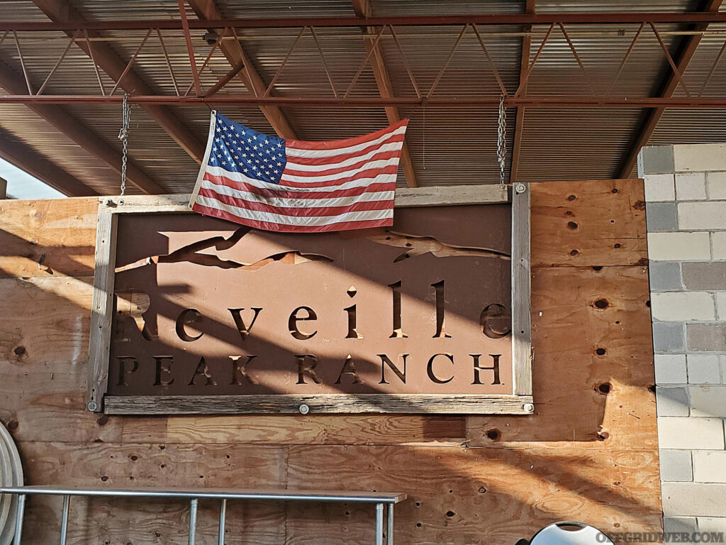 Photo of the sign for the Reveille Peak Ranch.