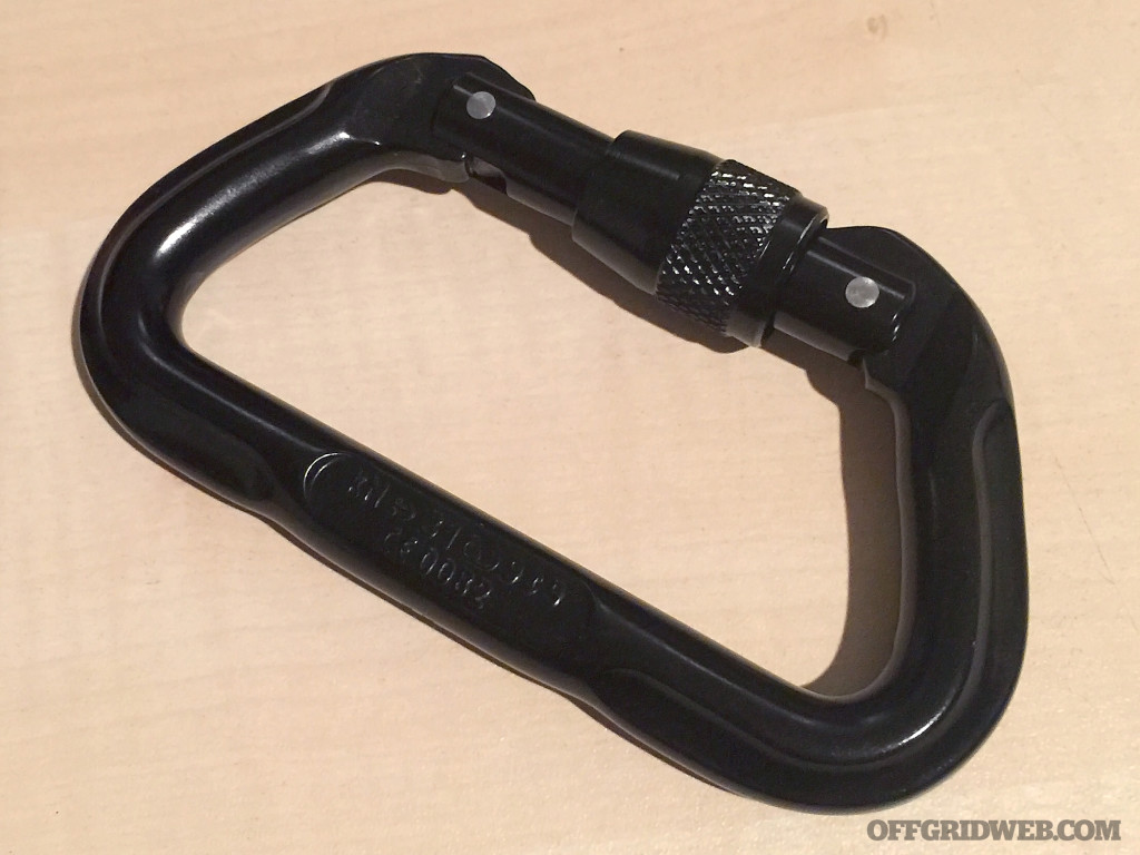 Photo of a typical carabiner that can be easily used a s a self defense tool, such as carabiner knuckles.