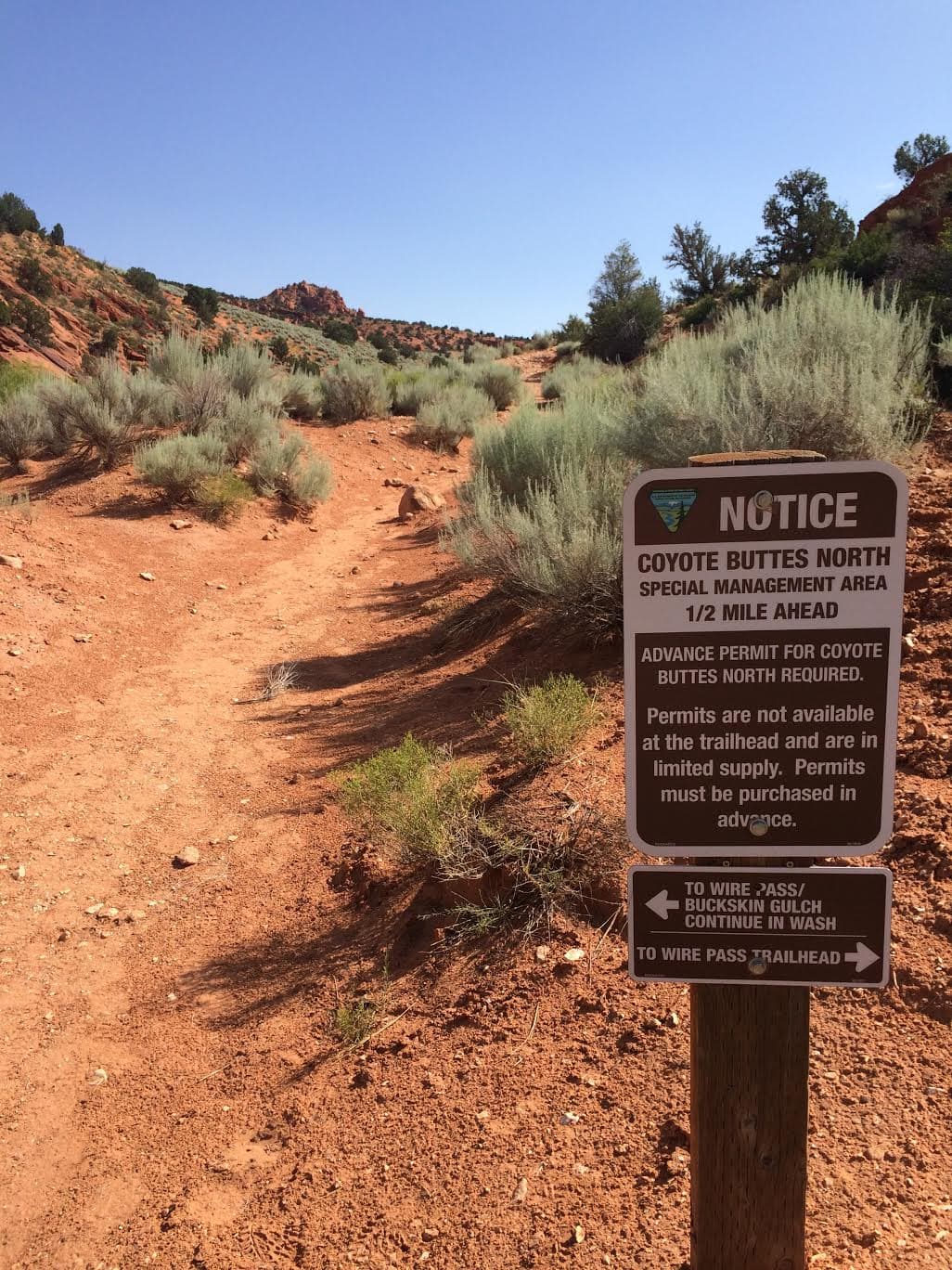 Trail sign on the trail to the Wave in Arizona 