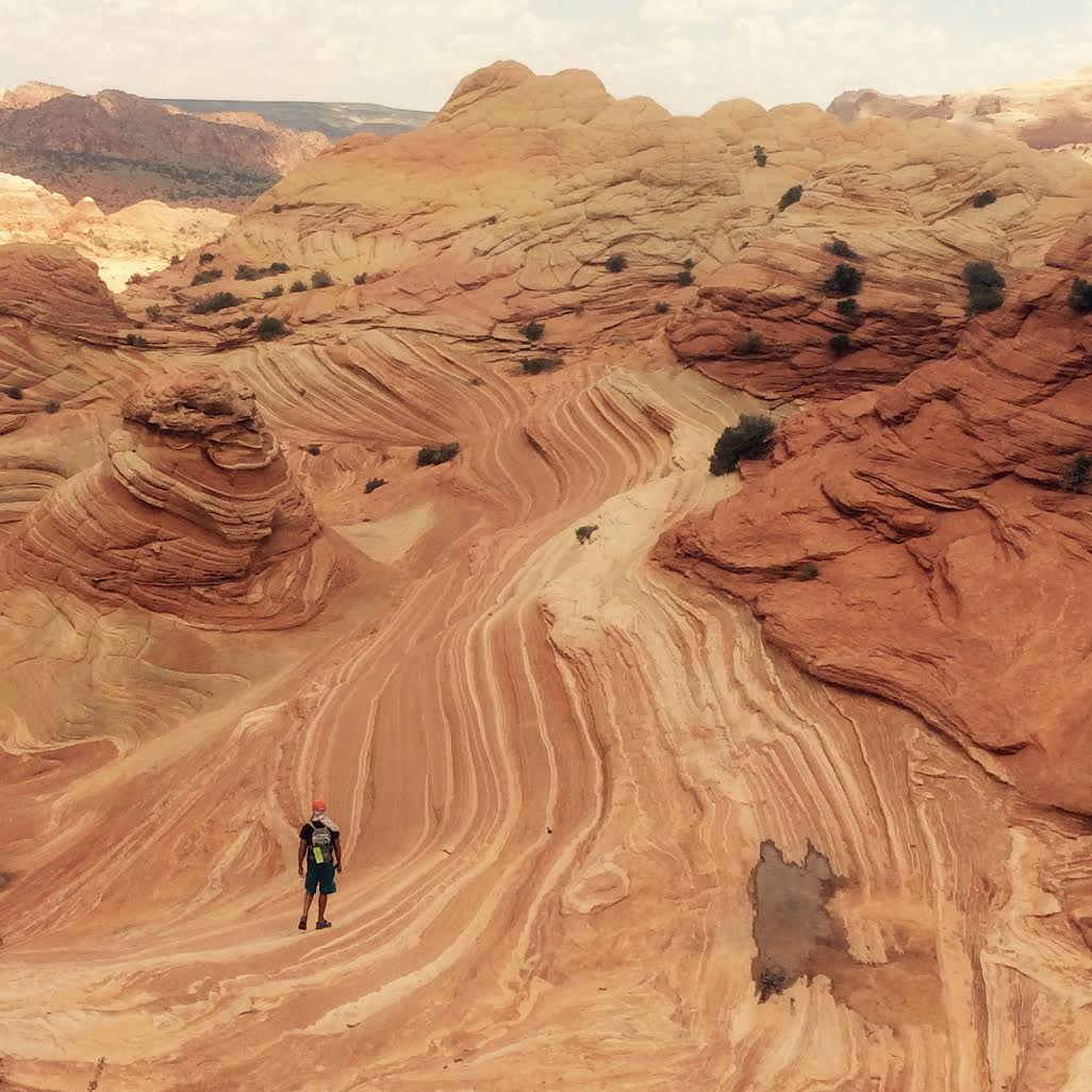 Red and white sandstone rock formations in the desert of Arizona