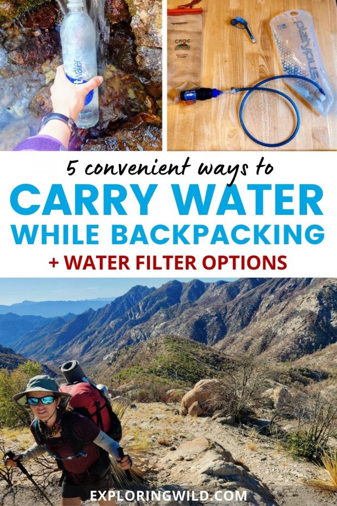 Pictures of water bottles and backpacks