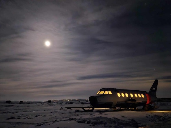 Group of Friends Turns Airplane Into Awesome Ice Fishing Shack