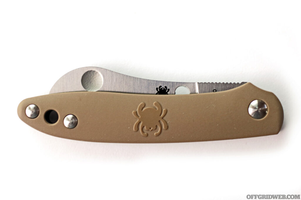 Studio photo of a spyderco knife folded closed.