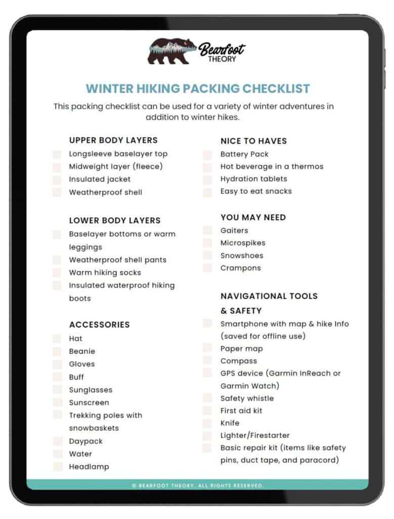 Winter Hiking Checklist