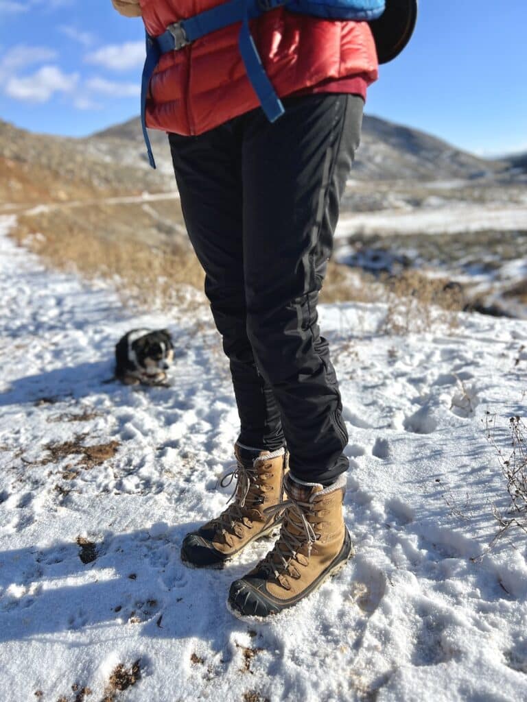 Craft Nordic Cross Country Ski Pants worn by a woman on a snowy trail