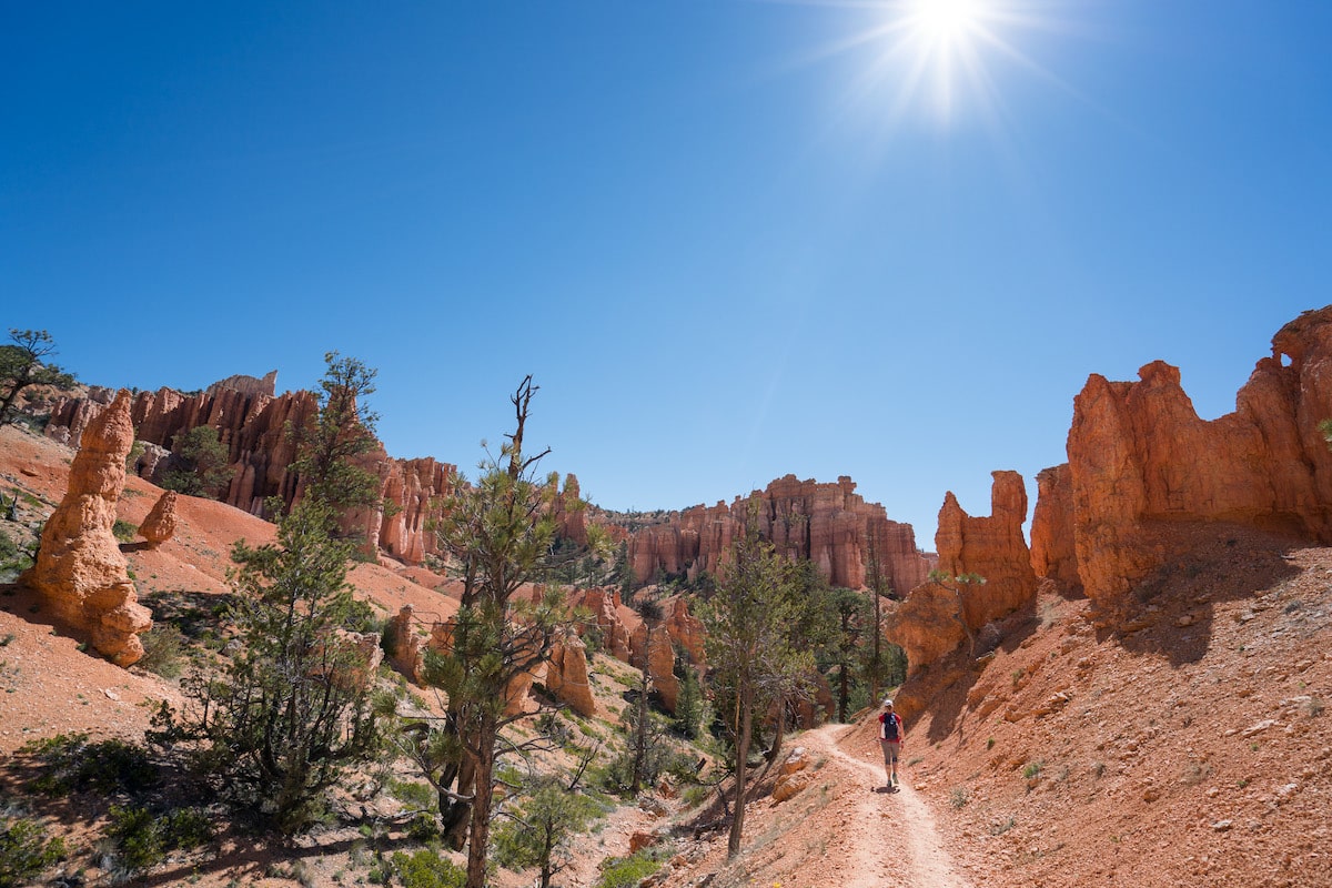 hiker on the Fairyland Loop Trail in Bryce Canyon National Park