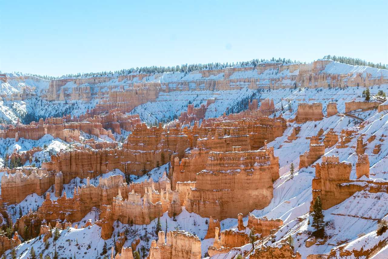 Bryce Canyon Rim covered in snow