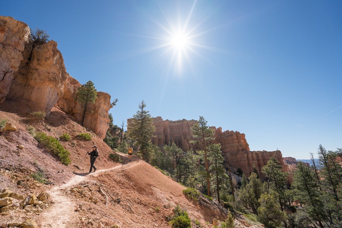 hiker on the Fairyland Loop Trail in Bryce Canyon National Park