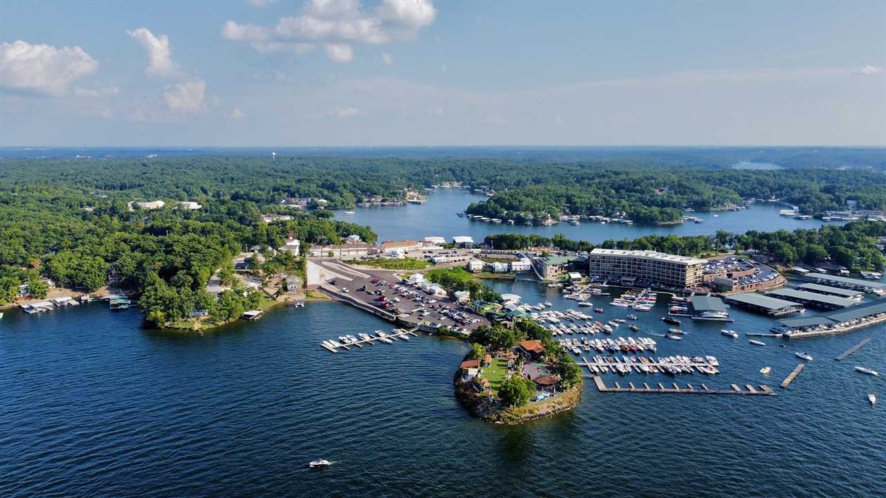Aerial shot of marine and lake.