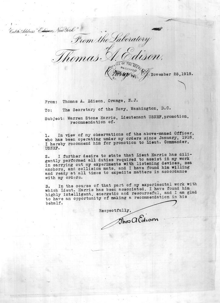 Thomas Edison letter 