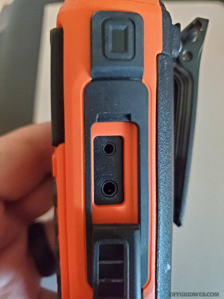 Disco32 (pictured) and Armorwerx both make NATO-spec PTTs for the water-tight, Yaesu screw-down connector, making this a prime choice for an analog radio to be integrated into your plate carrier, chest rig, or other civil defense gear.
