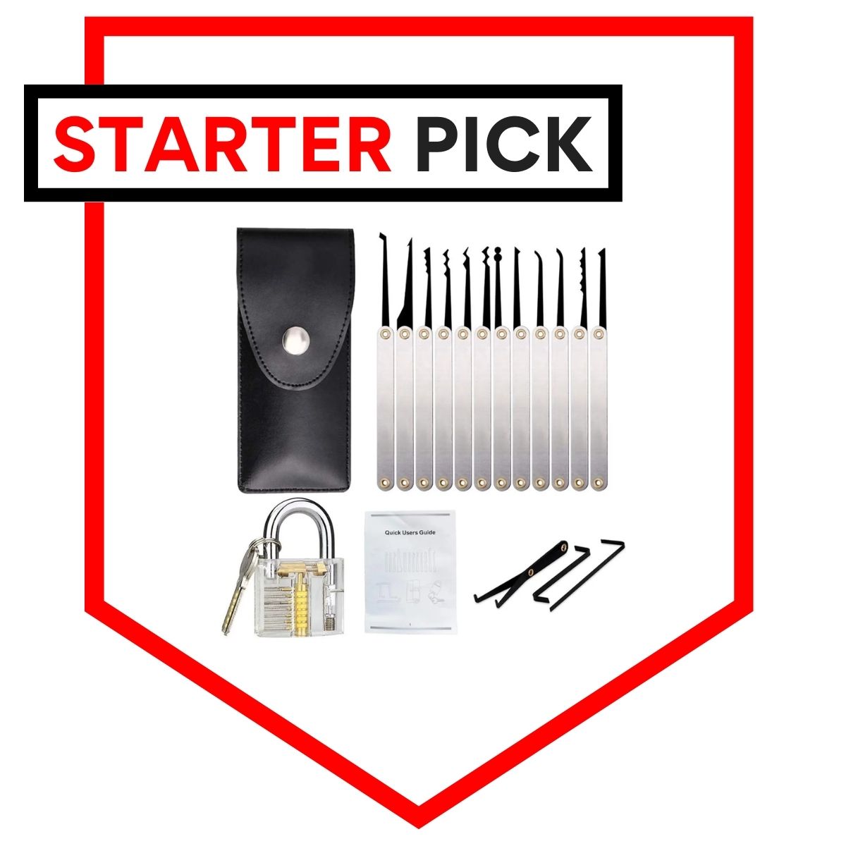 Lock Pick Starter Set with Clear Lock for Survival and Prepping