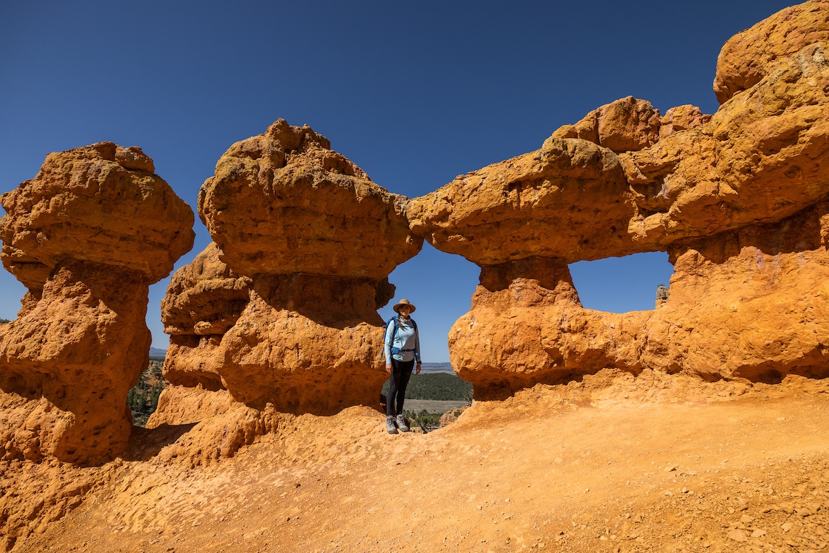 Bearfoot Theory founder Kristen Bor hiking on the Arches Trail in Red Canyon in Utah