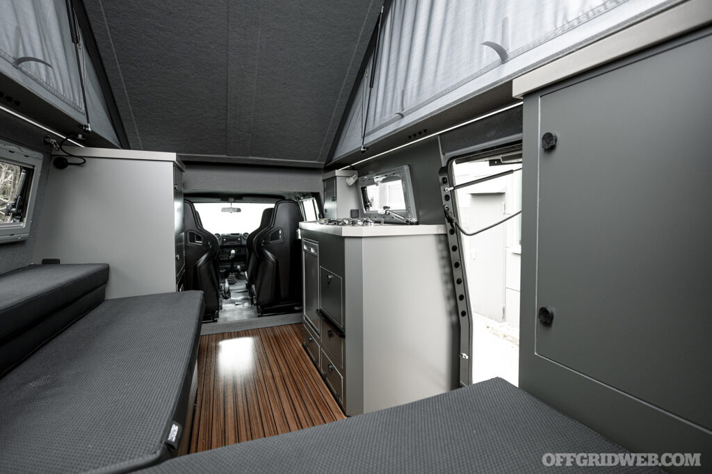 Photo of the interior of a Toyota Overlanding rig.