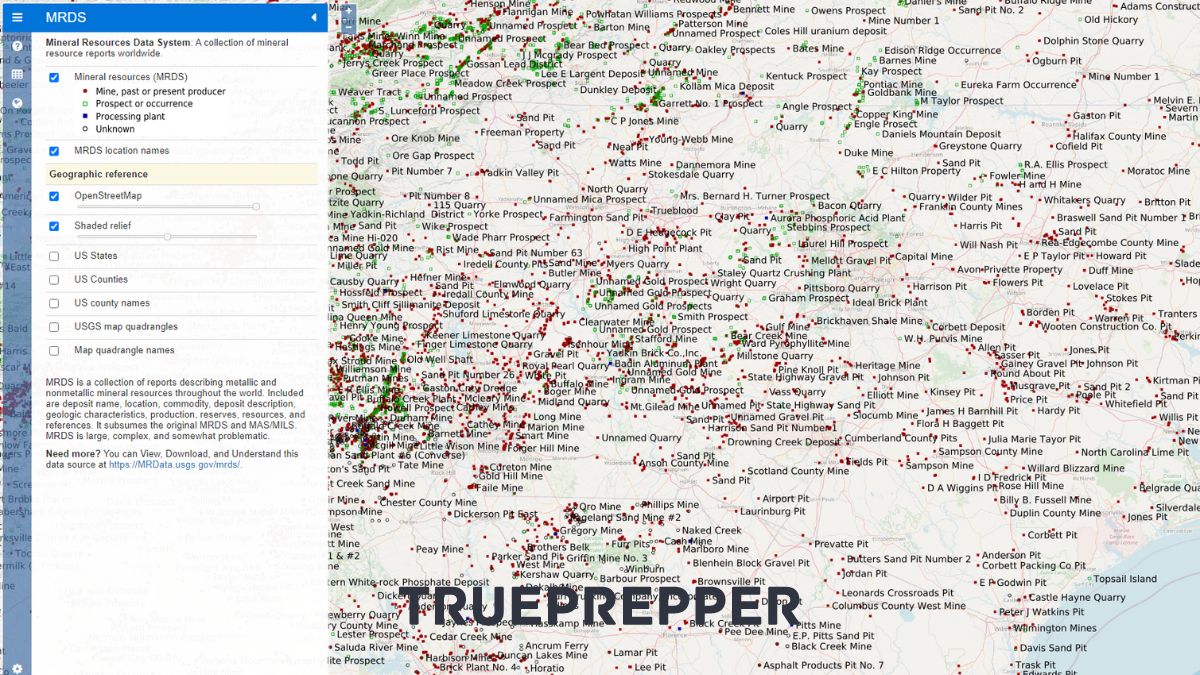 Mineral Resources Data System Map of Abandoned Mines