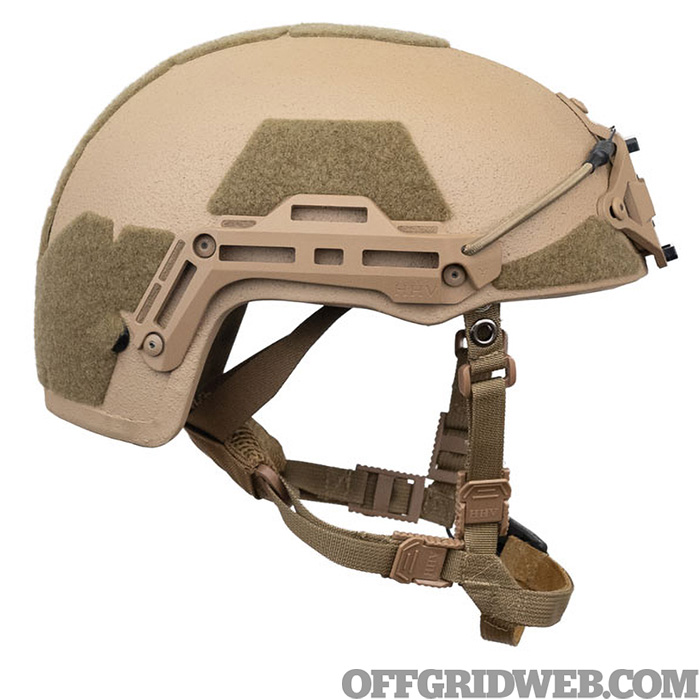 Studio photo of a ballistic helmet.