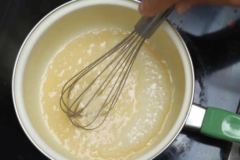 wet ingredients brought to a boil