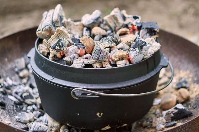 Dutch Oven Topped with Coals