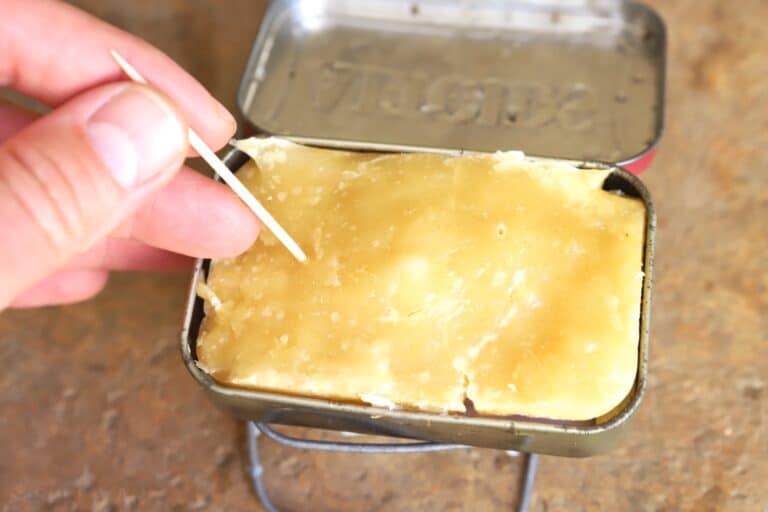 poking finished bread with toothpick