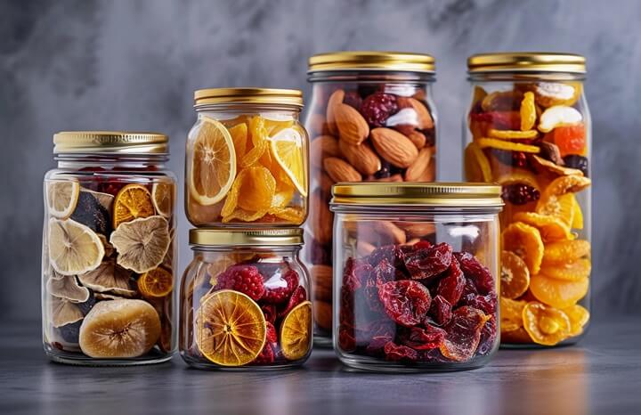 Dried Fruit in Glass Jars