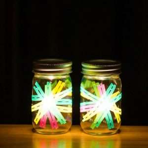 a jar with glow sticks camping crafts for kids